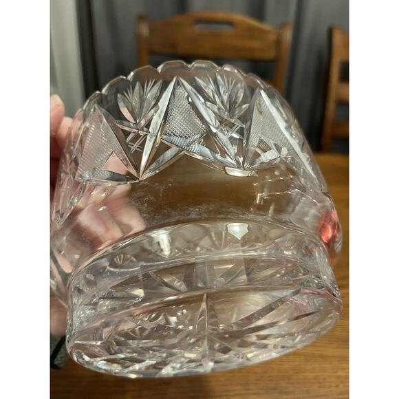 Antique American Brilliant Period Cut Crystal Centerpiece Bowl Sawtooth Edge - Picture 5 of 6
